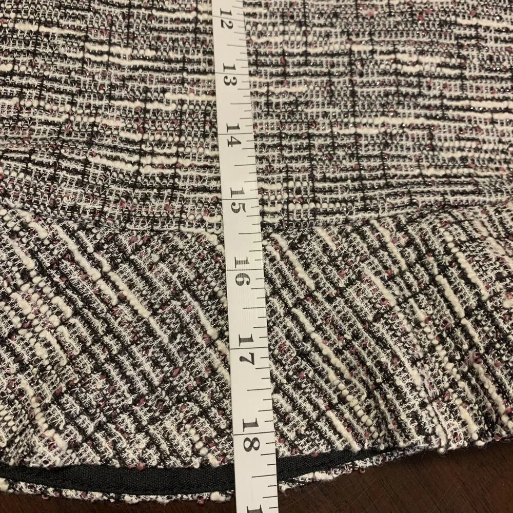 NWT Loft L/P Tweed Woven Ruffle‎ Metallic Cotton Midi Skirt